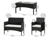 Salotto Da Esterno In Rattan 2 Poltrone 1 Divano 1 Tavolo Giardino Esterno Con Cuscini Terrazzo Patio Salotto Relax Primavera Estate  Mobili Estivi 4 Posti Tavolo Ripiano In Vetro