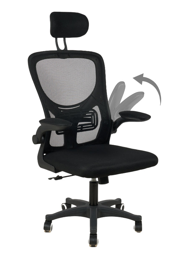 Sedia Da Ufficio Con Supporto Lombare, Sedia Scrivania Ergonomica Braccioli Regolabili Altezza Regolabile Schienale In Rete Traspirante,Oscillante