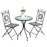 Set Bistrot Tavolino Con 2 Sedie Con Mosaico In Ceramica Per Esterno Terrazzo Giardino Pieghevoli Patio Casa,Bar,Ristoranti,Mobili Giardino