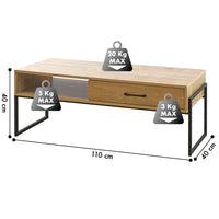 Mobile Porta Tv Stile Industrial Fino 60 Pollici Mobiletto Basso Per Televisore Con Cassetto Porta Oggetti In Legno Di Rovere Soggiorno Davanti Divano Camera Letto