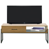 Mobile Porta Tv Stile Industrial Fino 60 Pollici Mobiletto Basso Per Televisore Con Cassetto Porta Oggetti In Legno Di Rovere Soggiorno Davanti Divano Camera Letto