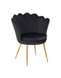 Poltrona Conchiglia Camera da Letto in Velluto Design Moderno, Sedia Classica con Gambe in Metallo Placcato Oro con Seduta Morbida Imbottita Modello Maddina