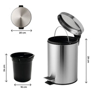 Cestino Bagno Acciaio Inox Pattumiera A Pedale 20x29 Cm 5 Litri Bidoncino Wc Apertura A Pedale Cestini Toilette Ufficio Casa Design Moderno Camera Contenitore Piccolo Spazzatura Organizer Immondizia