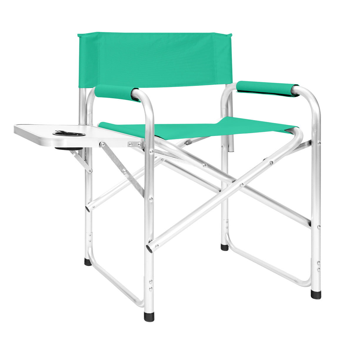 Sedia Sgabello Regista Poltrona Pieghevole in Alluminio Lavabile Leggera Lavabile con Tavolino Porta Bibite Incluso Campeggio Mare Spiaggia