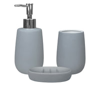 Set 3 Pezzi Accessori Bagno In Ceramica Da Appoggio  Dispenser Sapone Bicchiere Porta Oggetti Spazzolino Dentifricio Vassoio Porta Saponetta Elegante Design Moderno