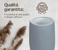 Set 3 Pezzi Accessori Bagno In Ceramica Da Appoggio  Dispenser Sapone Bicchiere Porta Oggetti Spazzolino Dentifricio Vassoio Porta Saponetta Elegante Design Moderno
