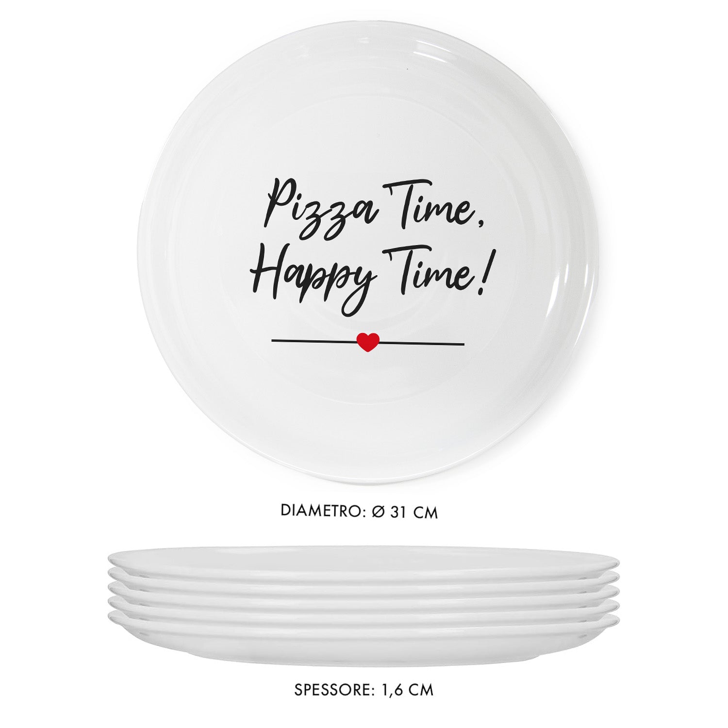 Set 6 Piatti Per Pizza Porcellana Bianca Mod. Napoli Cm 33 Saturnia - Foto 7