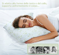 Coppia Guanciali Aloe Vera Fiocco Memory 50x80 Cm Cuscini Saponetta Anatomici Lavabili In Lavatrice Cuscino Letto Traspirante Anallergico A Memoria Contro Dolori Collo Cervicale