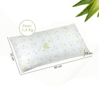 Coppia Guanciali Aloe Vera Fiocco Memory 50x80 Cm Cuscini Saponetta Anatomici Lavabili In Lavatrice Cuscino Letto Traspirante Anallergico A Memoria Contro Dolori Collo Cervicale