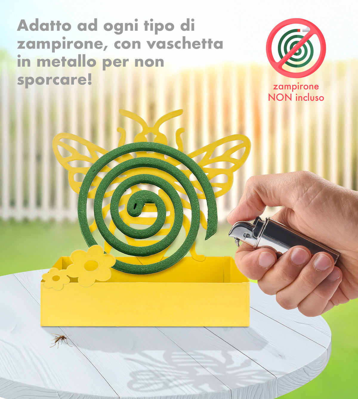 Porta Zampirone In Metallo Da Esterno E Interno Porta Spirale Insetti Zanzare Con Vasca Posacenere Design Moderno Portazampirone Spirale Zanzara