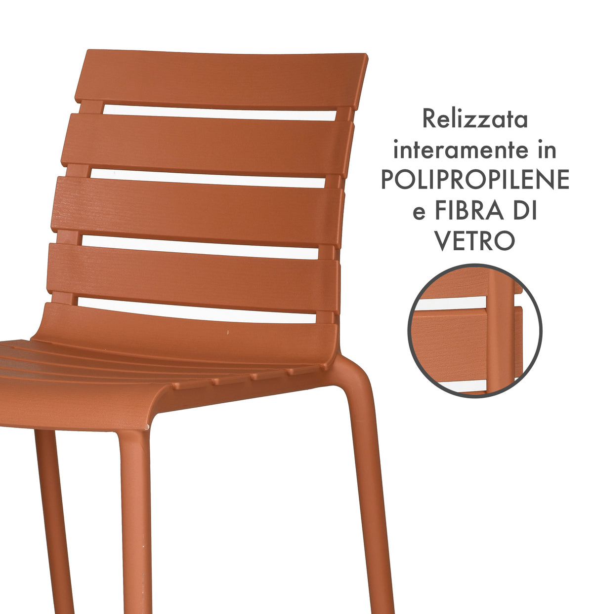 Set 4 Sedie In Polipropilene e Fibra Di Vetro Trattamento Uv Antiscolorimento il Gruppone Passione Casa