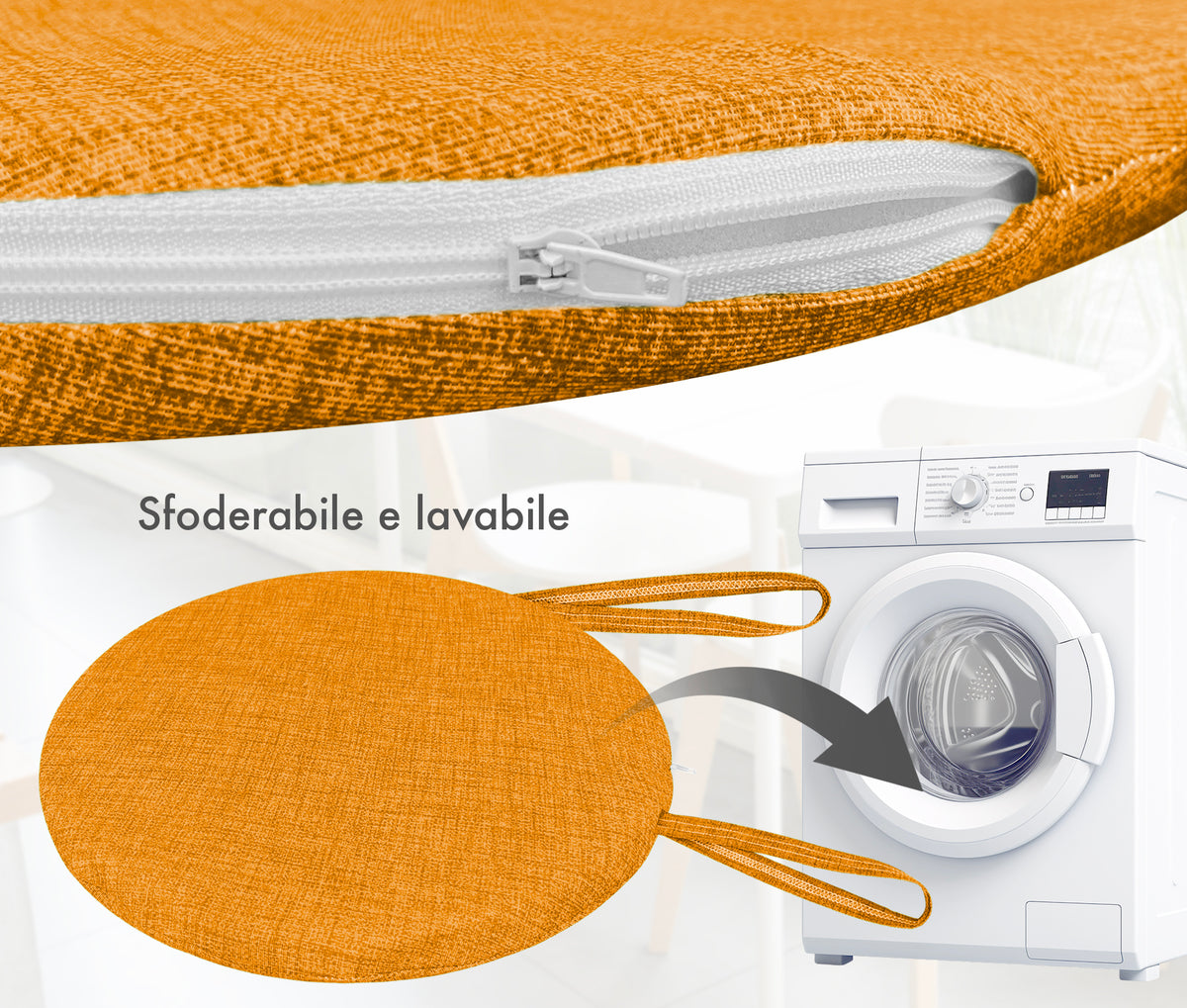 Cuscini Rotondi Per Sedie Cucina Imbottiti Sfoderabili Con Cerniera Cuscino Rotondo Ø 40 Cm Sedia Tavolo Lavabile In Lavatrice Con Lacci Per Fissaggio Prodotto Italiano Comodi
