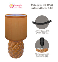 Lampada Moderna Da Comodino A Forma Di Ananas Certificata RoHS In Ceramica Con Paralume 45W Scrivania Tavolo Abat Jour