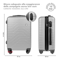 Trolley Bagaglio Mano Rigido 37x20x54.5 Piccolo Ultraleggero Valigia In Abs Con 4 Ruote Manico Chiusura Di Sicurezza Per Compagnie Low Cost Economy Zaino Da Viaggio