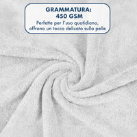 Asciugamani Bagno 100% Spugna Puro Cotone 450 Gr 6 Pezzi 3 Salvietta Viso 3 Asciugamano Ospite Mani Qualità Salviette Super Morbide Bicolore