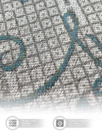 Tappeto Arredo Moderno Antiscivolo in Ciniglia Made in italy Disegni Piazzati Cotone Ninfea Azzurro