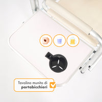 Sedia Sgabello Regista Poltrona Pieghevole in Alluminio Lavabile Leggera Lavabile con Tavolino Porta Bibite Incluso Campeggio Mare Spiaggia