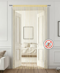Tenda A Fili Stringhe Anti Mosche Insetti Finestre Porta Finestra Elegante Tinta Unita Divisorio Con Asola Passante Per inserimento Di Bastoni Zanzariera Adattabile Con Forbici Zanzariera Elegante