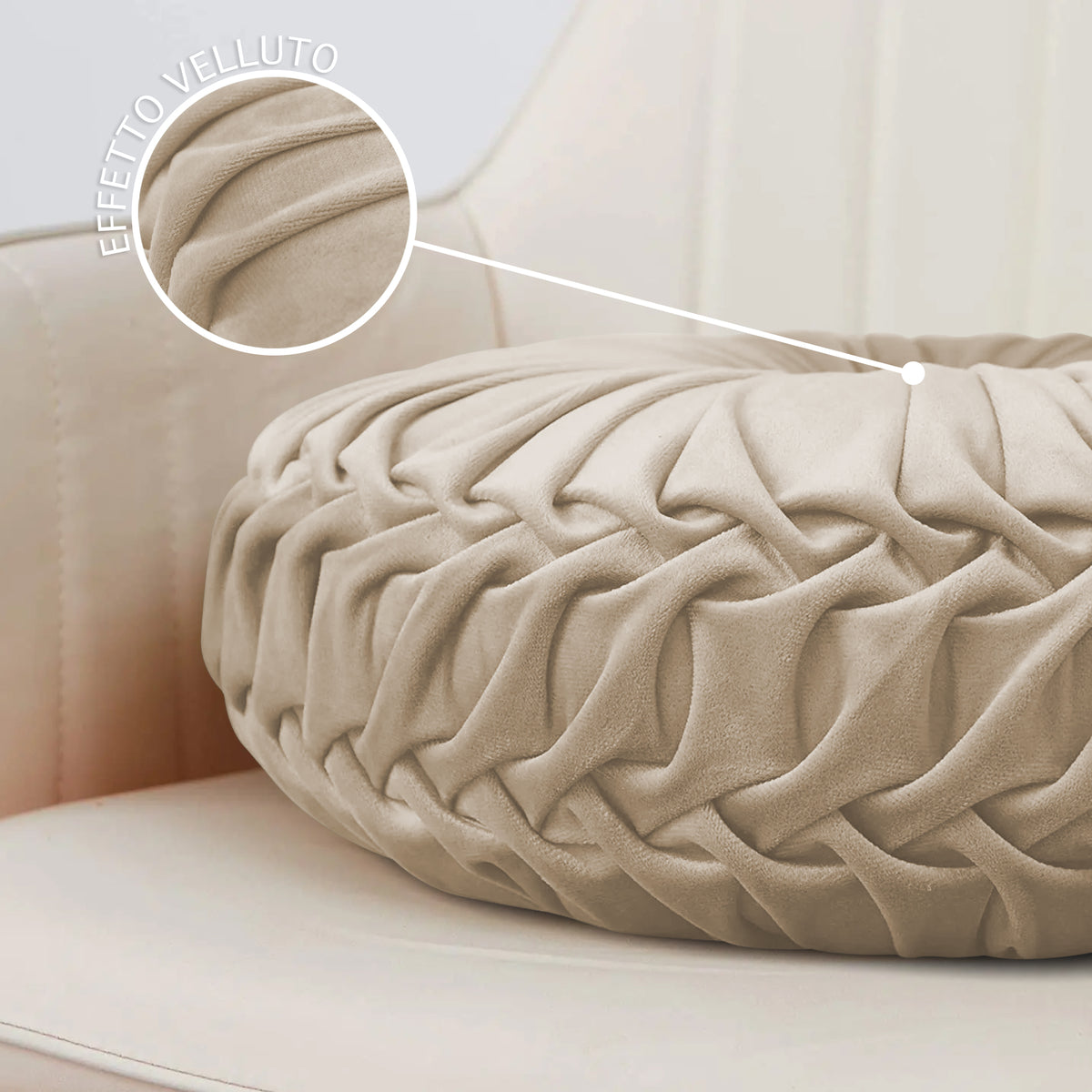 Cuscino Rotondo Zucca Effetto Velluto Circolari Per Divano Decorativo Letto 40 Cm