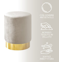 Pouf Cilindro Poggiapiedi Salotto In Velluto Sgabello Camera Design Pouff Cameretta Con Base Dorata