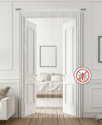 Tenda A Fili Stringhe Anti Mosche Insetti Finestre Porta Finestra Elegante Tinta Unita Divisorio Con Asola Passante Per inserimento Di Bastoni Zanzariera Adattabile Con Forbici Zanzariera Elegante