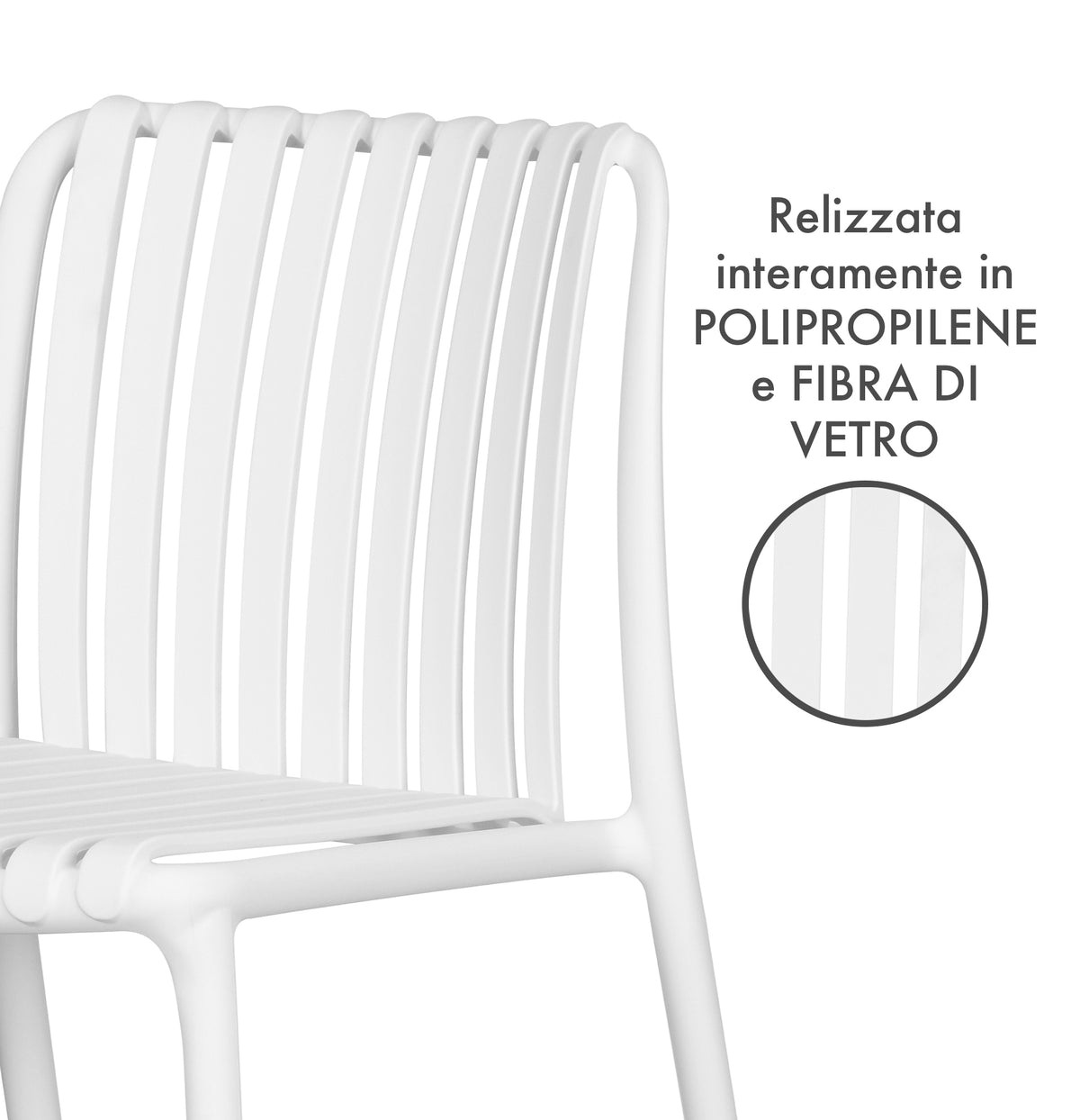 Set 4 Sedie In Polipropilene e Fibra Di Vetro Trattamento Uv Antiscolorimento il Gruppone Passione Casa