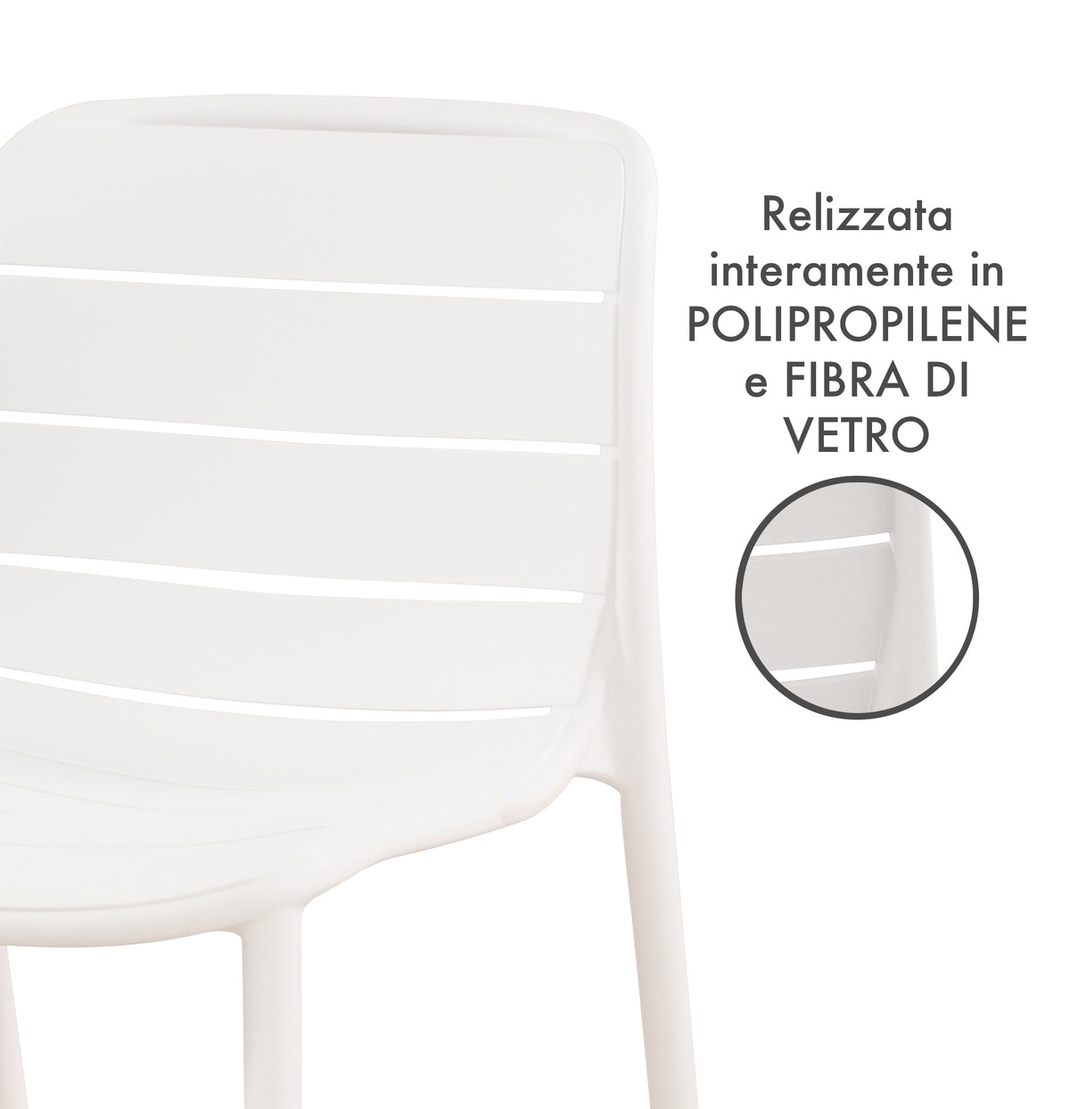 Set 4 Sedie In Polipropilene e Fibra Di Vetro Trattamento Uv Antiscolorimento il Gruppone Passione Casa
