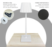 Coppia Di Lampada Da Tavolo LED Set 2 Pezzi Design Moderno Senza Fili Ricaricabile Controllo Touch Selezione Colore Intensità Dimmerabile Altezza Regolabile Con Adattatore Per Bottiglia 3000/4500/600K