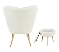Poltrona Imbottita Ergonomica Con Schienale E Braccioli Con Poggiapiedi Contenitore Camera Da Letto Salotto Moderna Pouf Sedia Effetto Teddy Morbida