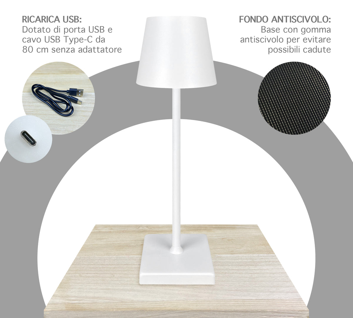 Coppia Di Lampada Da Tavolo LED Set 2 Pezzi Design Moderno Senza Fili Ricaricabile Controllo Touch Selezione Colore Intensità Dimmerabile Altezza Regolabile Con Adattatore Per Bottiglia 3000/4500/600K