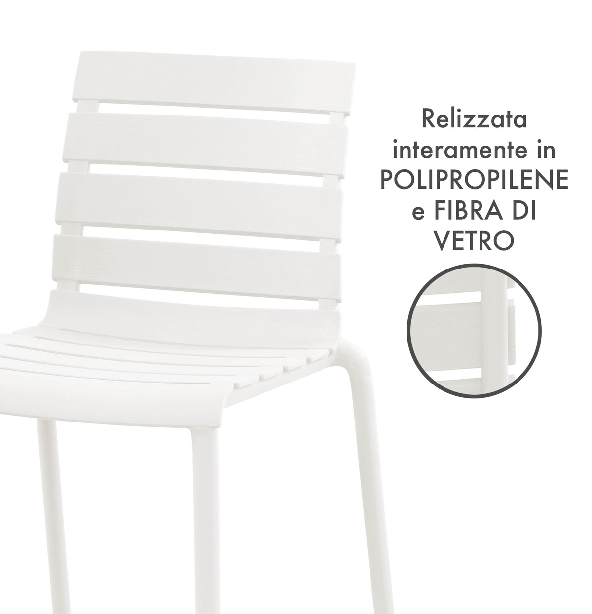 Set 4 Sedie In Polipropilene e Fibra Di Vetro Trattamento Uv Antiscolorimento il Gruppone Passione Casa
