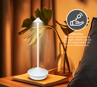 Coppia Di Lampada Da Tavolo LED Set 2 Pezzi Design Moderno Senza Fili Ricaricabile Controllo Touch Selezione Colore Intensità Dimmerabile Altezza Regolabile Con Adattatore Per Bottiglia 3000/4500/600K