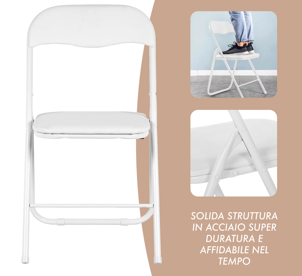 Set 6 Sedie Pieghevoli Sedia Cucina Robusta Struttura In Metallo Seduta Comoda In Simil Ecopelle Sedute Poltrona Per Ospiti Campeggio Sala Riunioni Ufficio Pieghevole Salvaspazio Scrivania