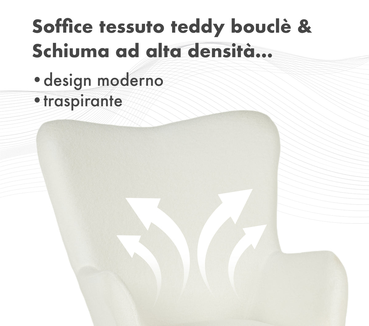 Poltrona Imbottita Ergonomica Con Schienale E Braccioli Con Poggiapiedi Contenitore Camera Da Letto Salotto Moderna Pouf Sedia Effetto Teddy Morbida