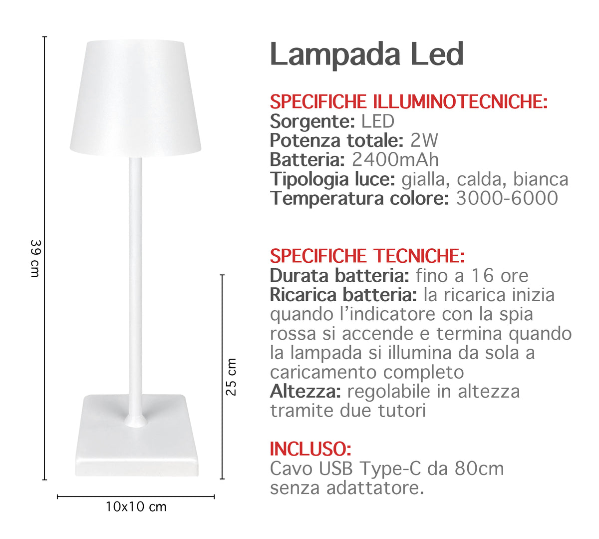 Coppia Di Lampada Da Tavolo LED Set 2 Pezzi Design Moderno Senza Fili Ricaricabile Controllo Touch Selezione Colore Intensità Dimmerabile Altezza Regolabile Con Adattatore Per Bottiglia 3000/4500/600K