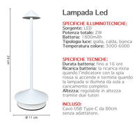 Coppia Di Lampada Da Tavolo LED Set 2 Pezzi Design Moderno Senza Fili Ricaricabile Controllo Touch Selezione Colore Intensità Dimmerabile Altezza Regolabile Con Adattatore Per Bottiglia 3000/4500/600K