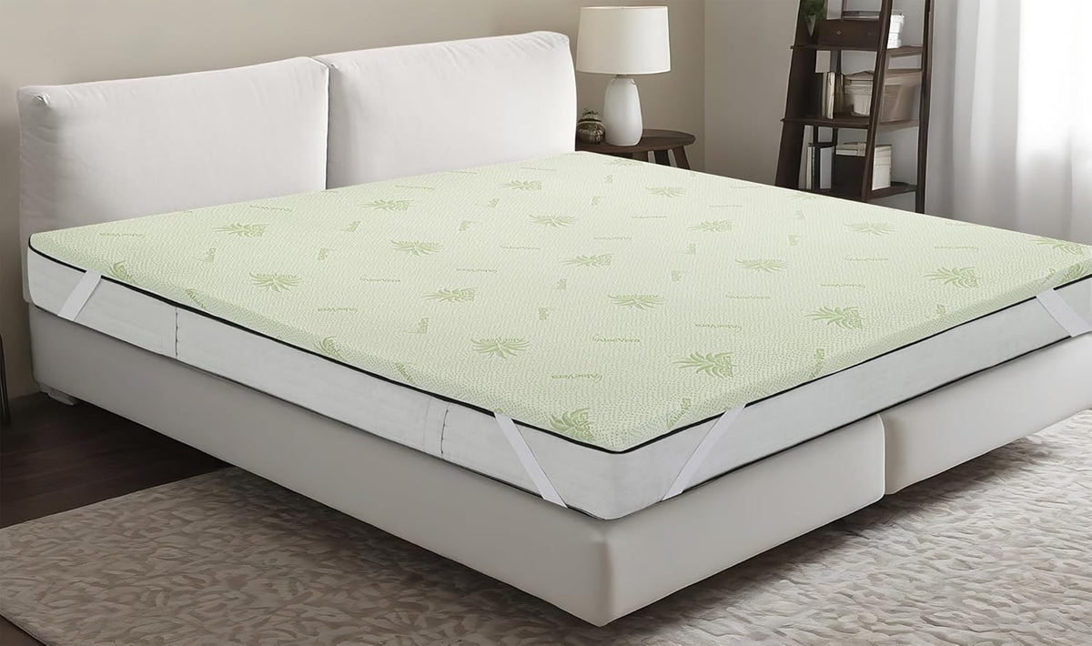 Topper in Memory Foam ad Alta Densità Altezza 5 cm, Letto Singolo 7 Zone con Federa di Rivestimento in Bamboo sfoderabile