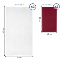Asciugamani Bagno 100% Spugna Puro Cotone 500 Gr 4 Pezzi 2 Salvietta Viso 2 Asciugamano Ospite Mani Qualità Certificato Oeko-Tex Salviette Super Morbide Bicolore