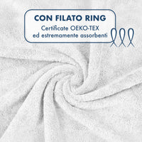 Asciugamani Bagno 100% Spugna Puro Cotone 500 Gr 4 Pezzi 2 Salvietta Viso 2 Asciugamano Ospite Mani Qualità Certificato Oeko-Tex Salviette Super Morbide Bicolore