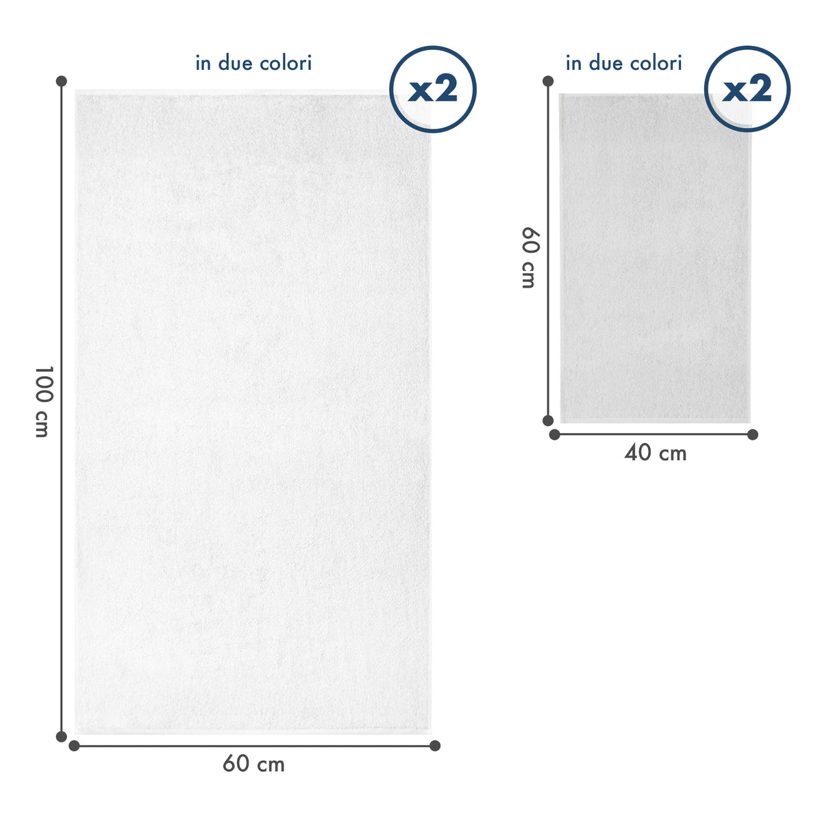 Asciugamani Bagno 100% Spugna Puro Cotone 500 Gr 4 Pezzi 2 Salvietta Viso 2 Asciugamano Ospite Mani Qualità Certificato Oeko-Tex Salviette Super Morbide Bicolore