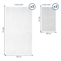 Asciugamani Bagno 100% Spugna Puro Cotone 500 Gr 4 Pezzi 2 Salvietta Viso 2 Asciugamano Ospite Mani Qualità Certificato Oeko-Tex Salviette Super Morbide Bicolore