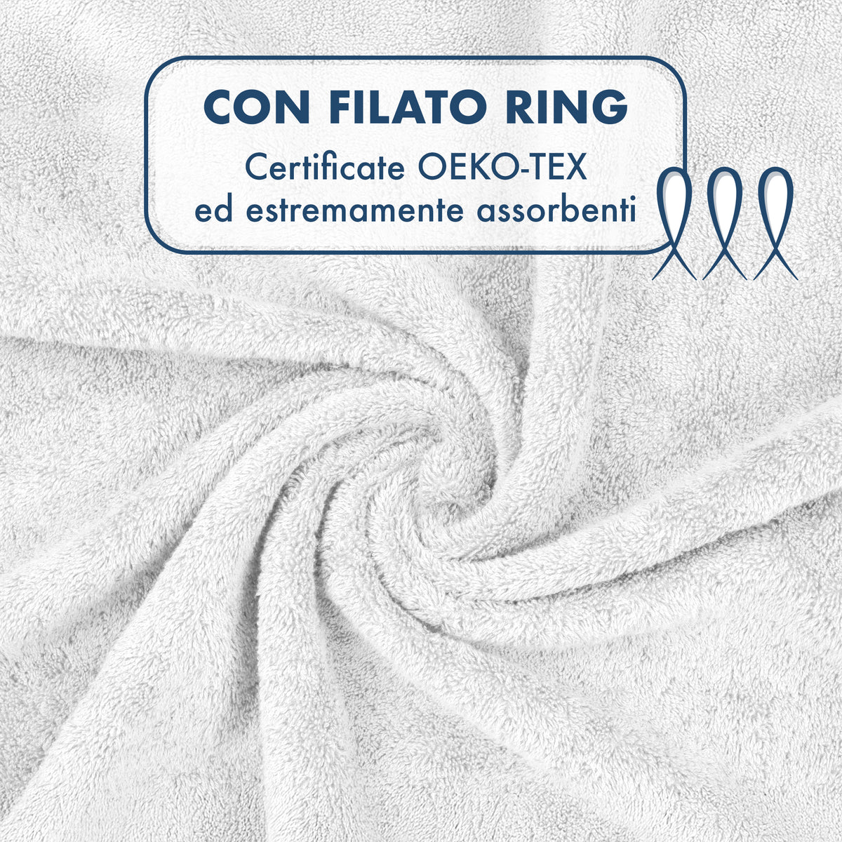 Asciugamani Bagno 100% Spugna Puro Cotone 500 Gr 4 Pezzi 2 Salvietta Viso 2 Asciugamano Ospite Mani Qualità Certificato Oeko-Tex Salviette Super Morbide Bicolore