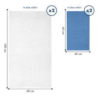 Asciugamani Bagno 100% Spugna Puro Cotone 500 Gr 4 Pezzi 2 Salvietta Viso 2 Asciugamano Ospite Mani Qualità Certificato Oeko-Tex Salviette Super Morbide Bicolore