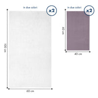 Asciugamani Bagno 100% Spugna Puro Cotone 500 Gr 4 Pezzi 2 Salvietta Viso 2 Asciugamano Ospite Mani Qualità Certificato Oeko-Tex Salviette Super Morbide Bicolore