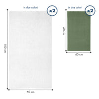 Asciugamani Bagno 100% Spugna Puro Cotone 500 Gr 4 Pezzi 2 Salvietta Viso 2 Asciugamano Ospite Mani Qualità Certificato Oeko-Tex Salviette Super Morbide Bicolore