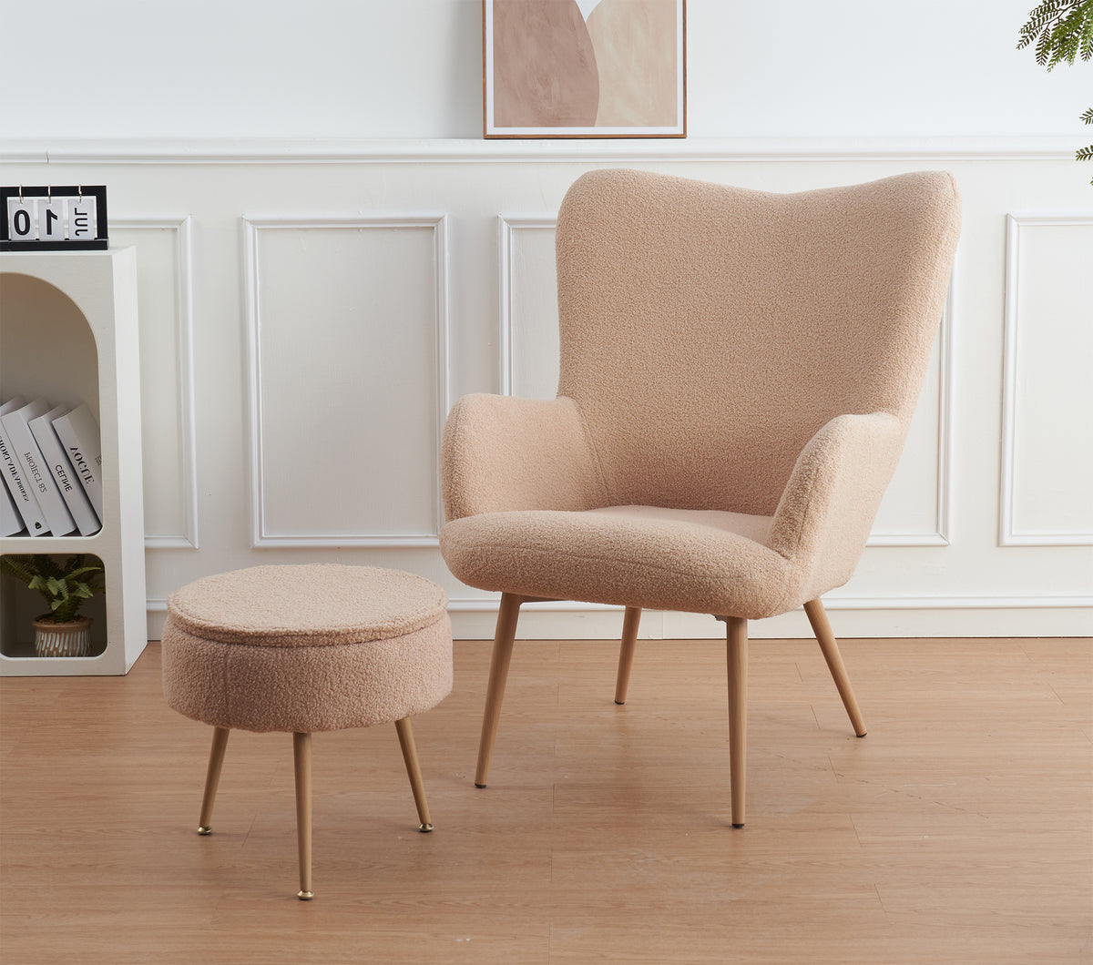 Poltrona Imbottita Ergonomica Con Schienale E Braccioli Con Poggiapiedi Contenitore Camera Da Letto Salotto Moderna Pouf Sedia Effetto Teddy Morbida