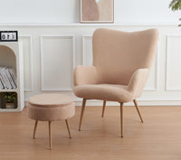 Poltrona Imbottita Ergonomica Con Schienale E Braccioli Con Poggiapiedi Contenitore Camera Da Letto Salotto Moderna Pouf Sedia Effetto Teddy Morbida