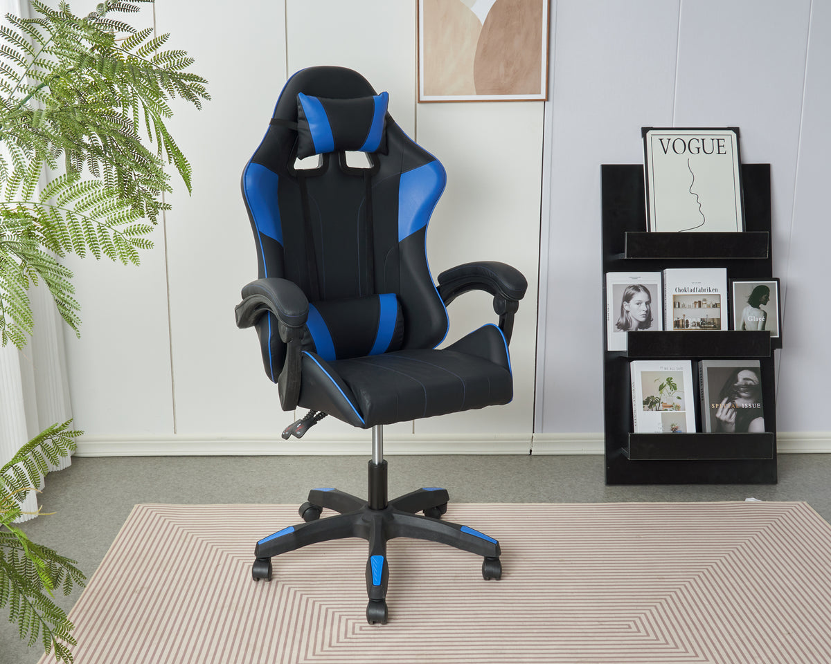 Sedia Gaming Professionale SimilPelle Reclinabile Con Braccioli Poltrona Ufficio Regolabile in Altezza Pistone Gas,Cuscino Poggiatesta E Lombare Gamer