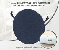 Cuscini Rotondi Per Sedie Cucina Imbottiti Sfoderabili Con Cerniera Cuscino Rotondo Ø 40 Cm Sedia Tavolo Lavabile In Lavatrice Con Lacci Per Fissaggio Prodotto Italiano Comodi