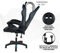 Sedia Gaming Professionale SimilPelle Reclinabile Con Braccioli Poltrona Ufficio Regolabile in Altezza Pistone Gas,Cuscino Poggiatesta E Lombare Gamer
